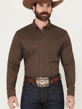 CODY JAMES SEBASTIAN GEO PRINT LONG SLEEVE BUTTON-DOWN STRETCH WESTERN SIZE XL